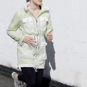 Parajumpers Santa Monica White Gray Crinkled Rain Windbreaker Jacket Coat Parka